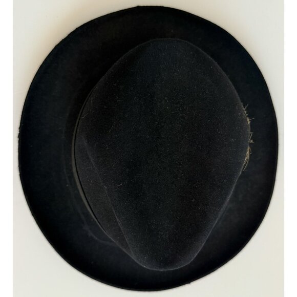 Deion by Dobbs Golden Coach Men's Vtg Black Felt Fedora Hat Feather Size 6 7/8 - Picture 5 of 9